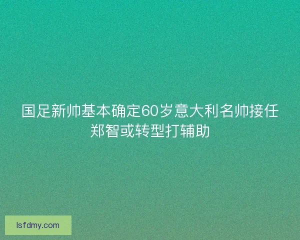 国足新帅基本确定60岁意大利名帅接任郑智或转型打辅助