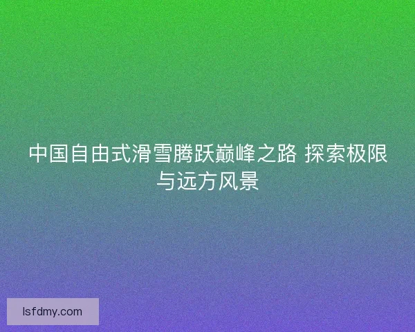 中国自由式滑雪腾跃巅峰之路 探索极限与远方风景